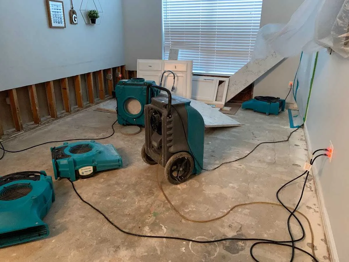 Dehumidifier in flood-cut room for Water Damage Restoration in Maitland